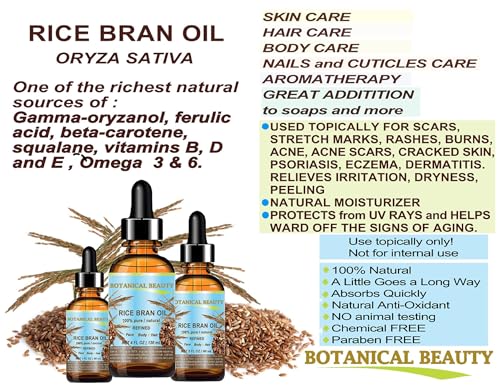 Rice Bran Oil 100% Pure Cold Pressed Carrier Oil 2 Fl Oz