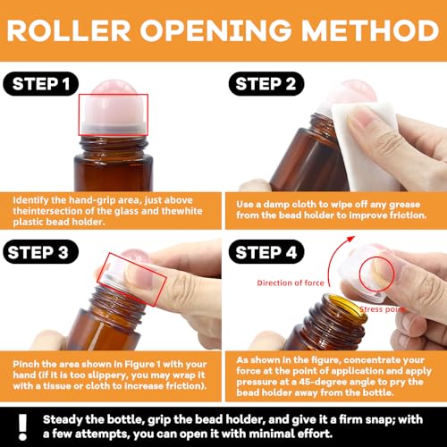 Cocurb Amber Glass Roll-on Bottle 30ml with Rose Quartz Roller, Pack of 1