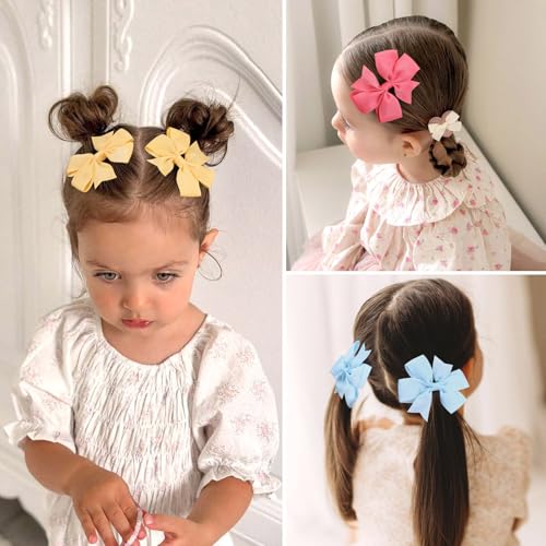 OAOLEER 3 Inch 80pcs Girls Hair Bows Grosgrain Ribbon Boutique Accessories