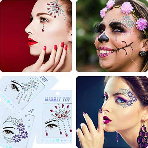 DECOYARDOO Face Jewels 6 Sheets Self-adhesive Stickers, 10g Chunky