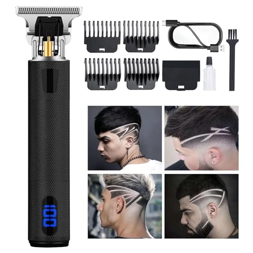 YOGINGO Black Cordless Rechargeable Hair Trimmer with LCD, Metal Body, Grooming Kit for Men