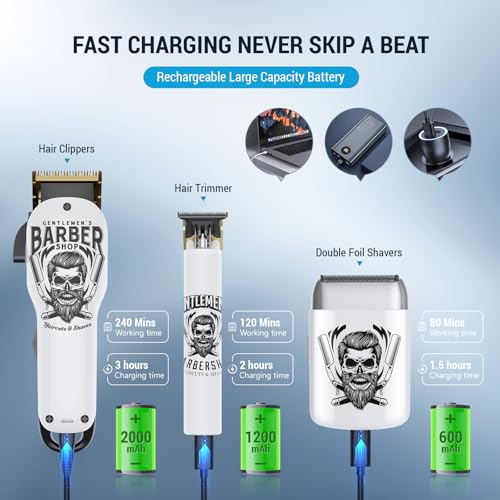 BESTBOMG¢ç Hair Clippers for Men Professional, Hair Clipper, Beard Trimmer & Electric Shaver Kit, Zero-Gapped T-Blade Barber Grooming Kit, LED Display, Rechargeable, Gifts for Men