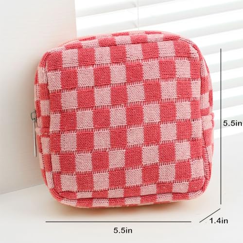Mini Pink Makeup Bag - Quilted Cosmetic Organizer for Travel
