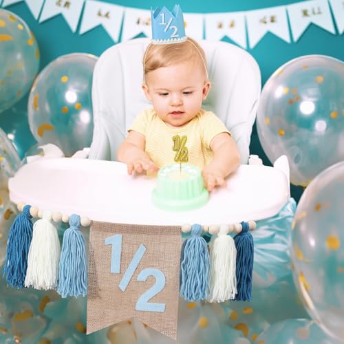 1/2 Birthday Boy Decorations Set with Crown and Garland