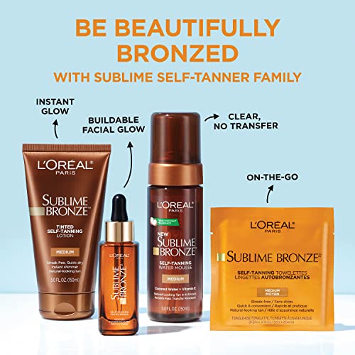 L'Oreal Paris Sublime Bronze Self Tanning Towelettes, Streak-Free, Natural Looking Tan, 6 ct (Pack of 2)