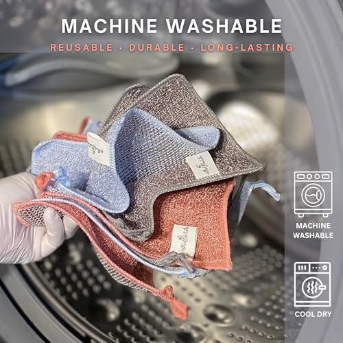 Whiffkitch Reusable Scrubbing Dishcloths - 6-Pack, 6x7in, Fast-Drying