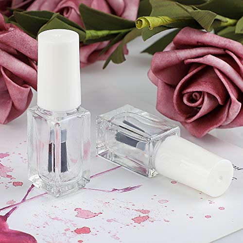 GTHER 20PCS 5ML White Glass Nail Polish Bottles with Brush, Funnel & Mixing Balls