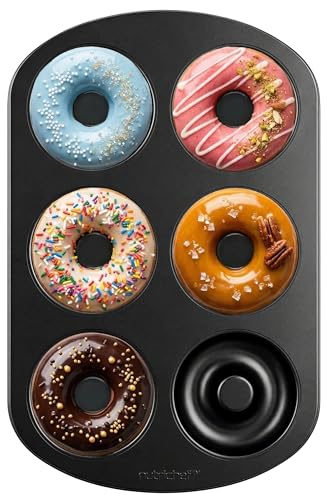 NutriChef Nonstick Donut Pan - 6-Cavity Carbon Steel Bakeware