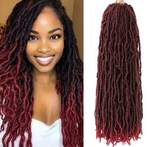 Ahrencan 24 Inch Burgundy Faux Locs Crochet Hair - 6 Packs | Soft & Lightweight