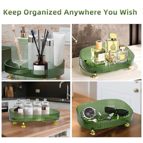 Elegant Dark Green Perfume Organizer Tray for Makeup & Skincare