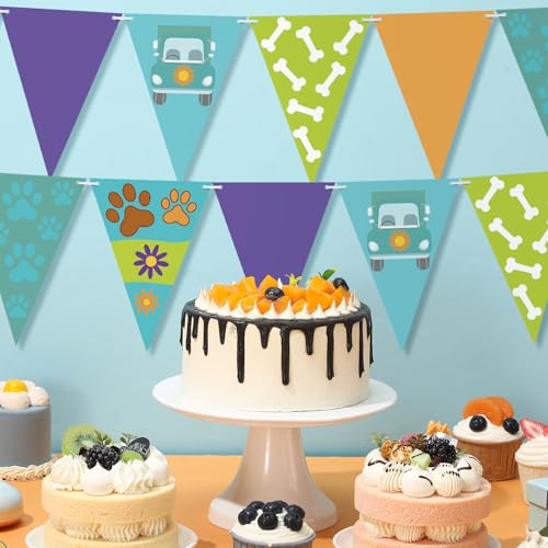 Cartoon Dog Pennant Banner - 5 Pcs Colorful Paper Flags