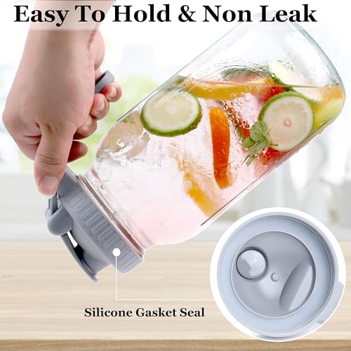 32 oz Mason Jar Pitcher with Pour Spout Lid - Airtight & Leak-Proof