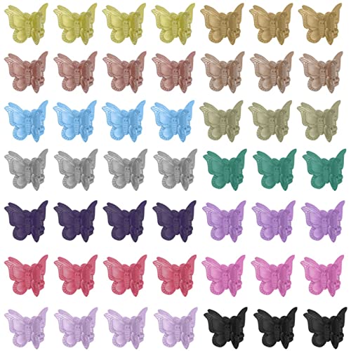 50 Pcs Pastel Butterfly Hair Clips for Girls & Women - Mini Claw Hair Accessories with Box Pack - Tiweio 14 Metallic Colors