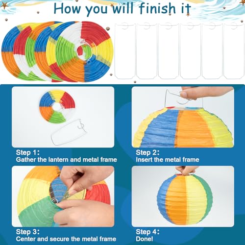 15 Pcs Beach Paper Lanterns - Summer Party Decorations, 8" & 5.7"