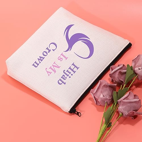 Hijab Is My Crown Cosmetic Bag - Islamic Themed Makeup Organizer Pouch