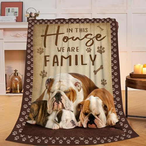 Cozy Bulldog Throw Blanket - Soft Flannel Fleece, 40x50in