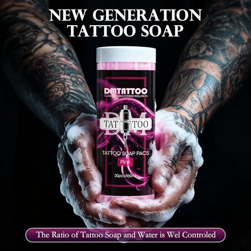 Ultra Concentrated Pink Tattoo Soap Kit with Foaming Bottle - 20Pcs