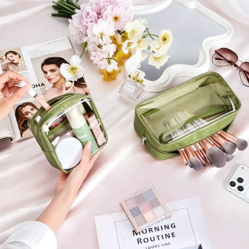 2-Piece Clear Makeup Bag Set - Waterproof PVC Travel Toiletry Organizer