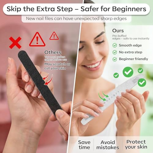 Makartt Nail File: Professional Nail Files, 100/180 Grit Emery Boards for Nails, 10 Pcs Zebra Doubled Sides Coarse Fingernail Filer for Acrylic and Extension Gel Removal Manicure Kit Salon Home Use