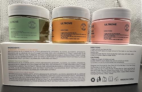3-in-1 Clay Mask Set for Glowing Skin | Green Tea, Turmeric & Pink Clay 3.5oz