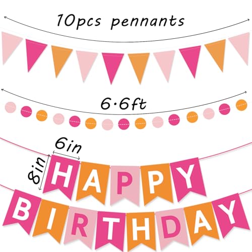 Hot Pink and Orange Birthday Party Decoration Set