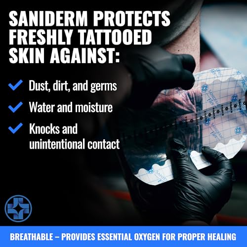 Saniderm Flex Tattoo Aftercare Bandage (New) (Personal Roll, 10.2 in x 2 yd) ? Faster Tattoo Healing and Protection ? Sterile, Waterproof, Flexible, Latex-Free, Tattoo Aftercare Wrap ? Matte Finish