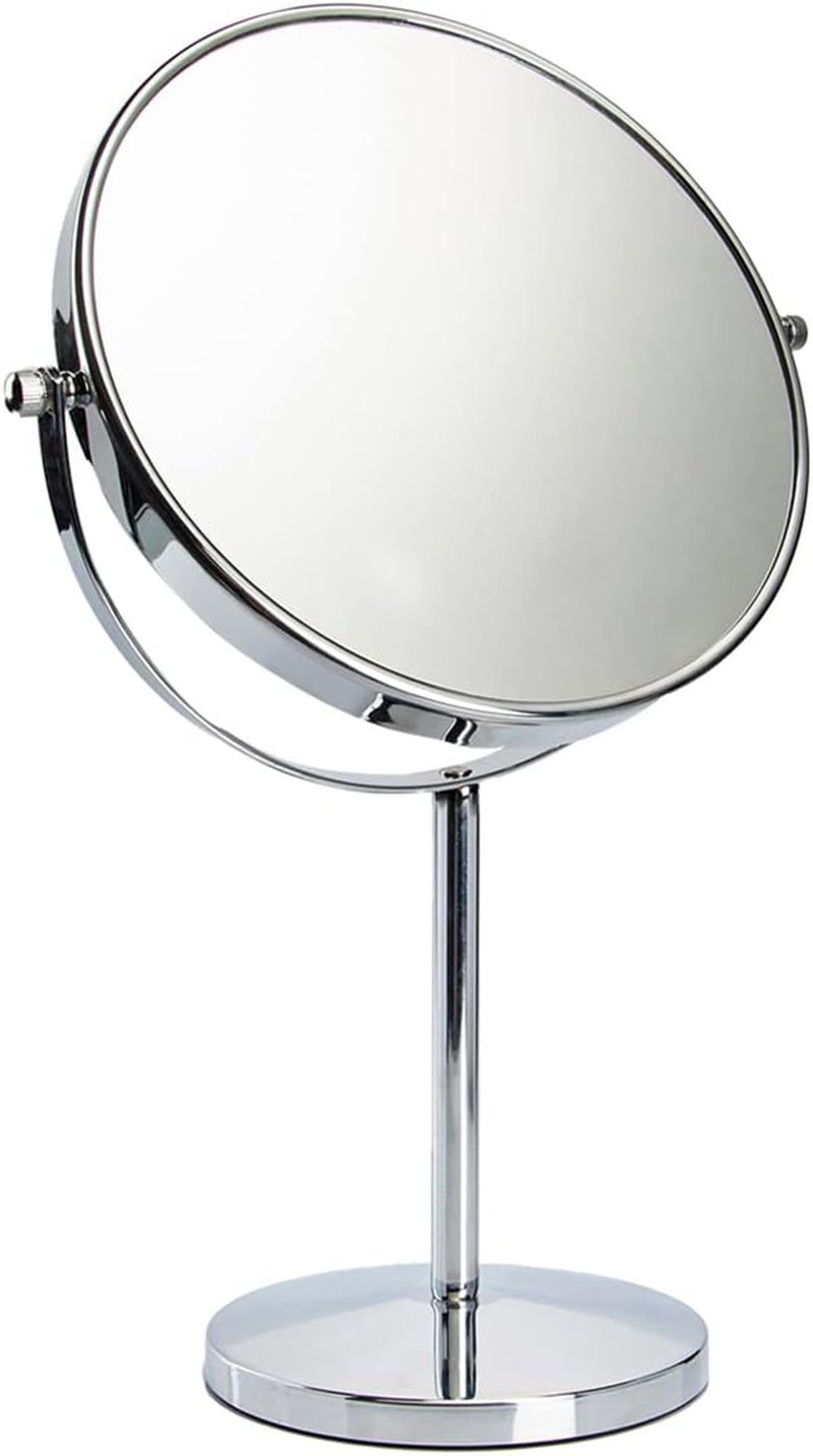 Classic Round Desktop Makeup Mirror - 15" Tall Double-Sided 360° Swivel | 1X/10X Magnification for Bathroom & Bedroom