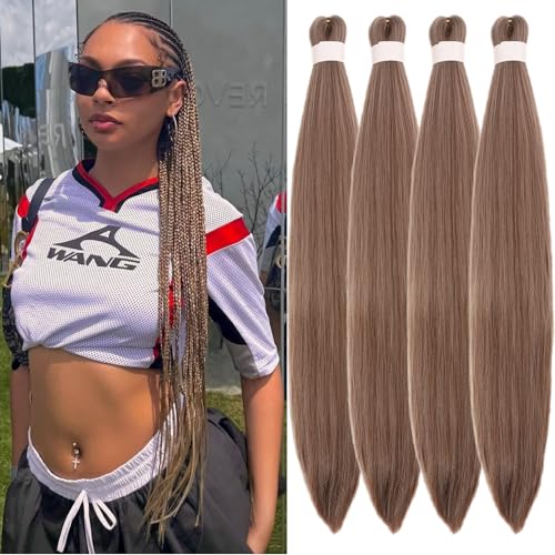 Leticia Ash Brown Pre Stretched Braiding Hair - 26 Inch, Pack of 4