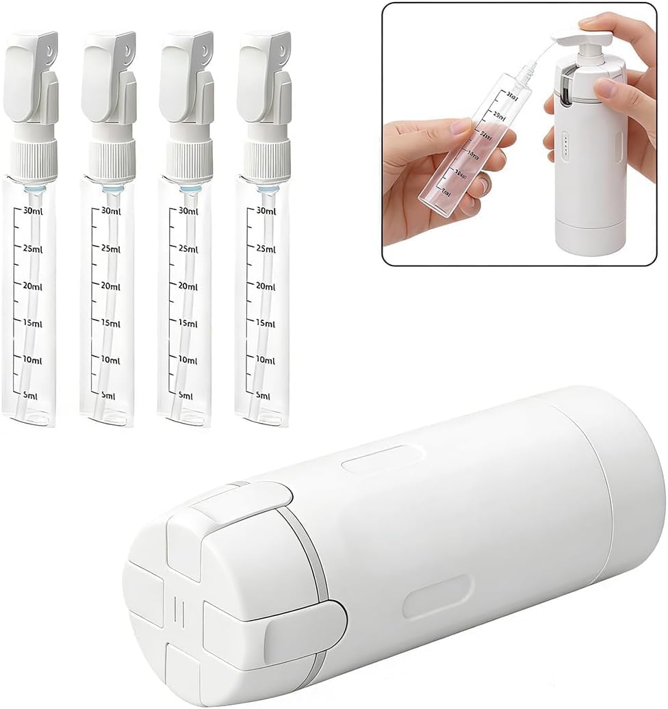 4 in 1 Travel Dispenser Set - Leak Proof 30ML Travel Bottles with Stickers | Portable Toiletry Containers for Shampoo & Lotion