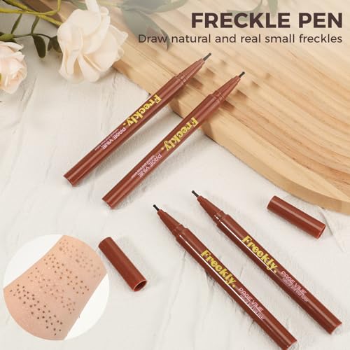2PCS Freckle Pen Set with Fake Freckles Stamp (Light & Medium) for Natural Makeup