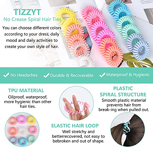 TIZZYT Spiral Hair Ties Macaron Colors No Crease, 18 Pack for Women & Kids