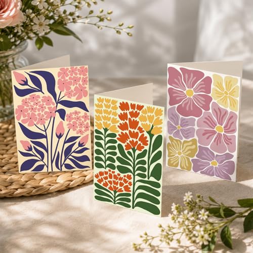 Ogeby 24 Pack Floral Greeting Cards with Envelopes & Stickers