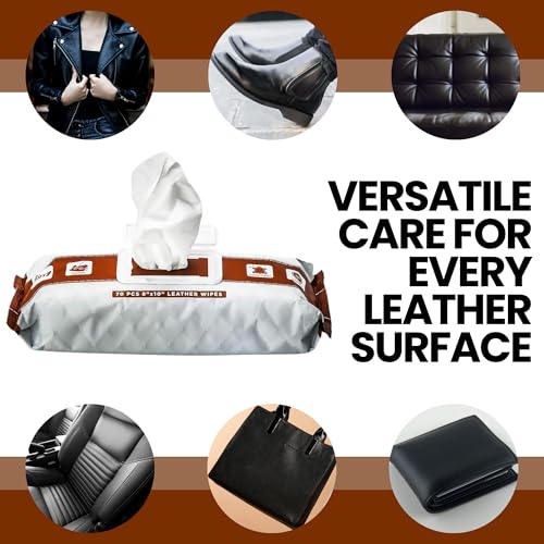Venture Wipes Leather Cleaner Wipes - 70 Count, Extra Large & Heavy-Duty