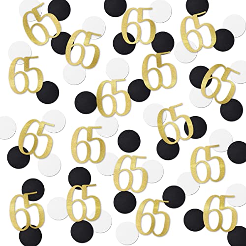 Gold Glitter 65 Confetti - 200pcs 65th Birthday Decoration