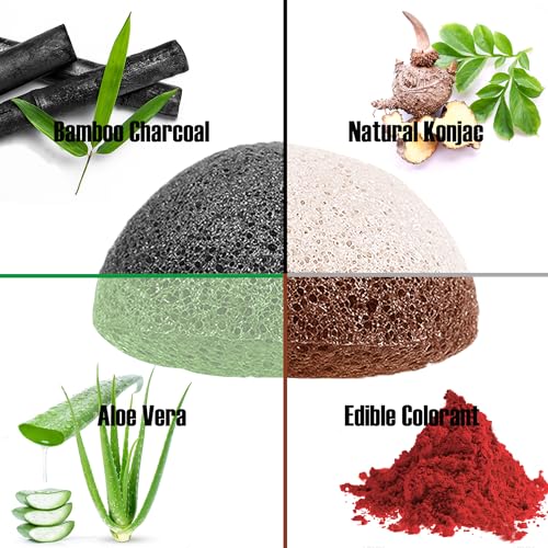 Natural Konjac Facial Sponges 2-Pack - Gentle Exfoliating Cleansing Pads for Face & Body