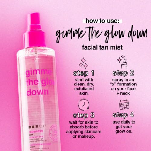 B.TAN Clear Face Self Tanning Mist - Bronze Dark 190ml, Gradual Glow & Hydrating Rosewater