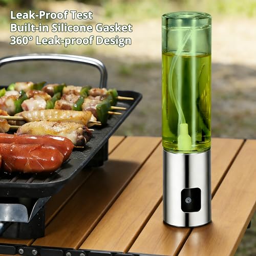 2-Pack UV-Blocking Green Glass Oil Sprayer with Funnel & Brush - 3.4oz Fine Mist Cooking Spray Bottles for Air Fryer, BBQ, and Baking