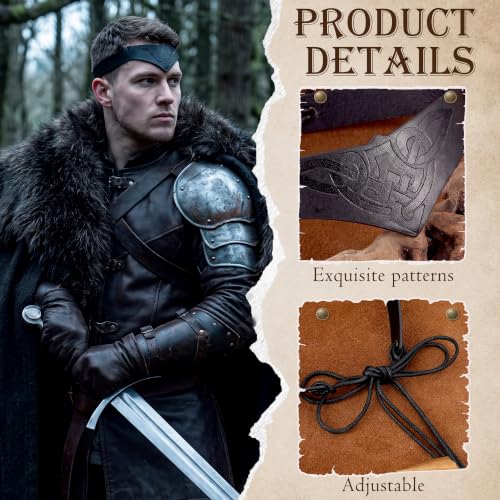 Medieval Viking Leather Headband - Adjustable Faux Leather Circlet