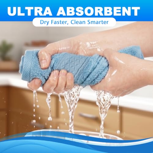 Sky Blue Cotton Washcloths Set - 6-Pack, 13x13 Inch