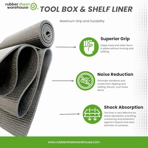 Rubber Tool Box Mat - Industrial Grade PVC, 16" x 6' Non-Slip