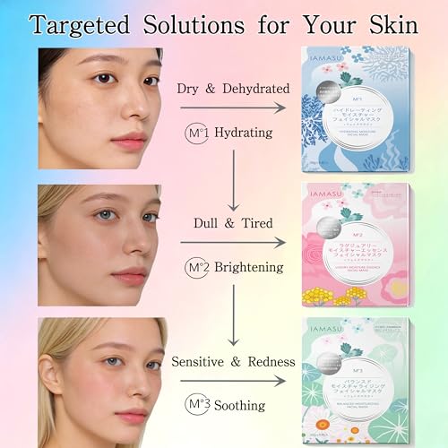 IAMASU Japanese Sheet Face Mask Set - 15-Pack Hydrating & Brightening