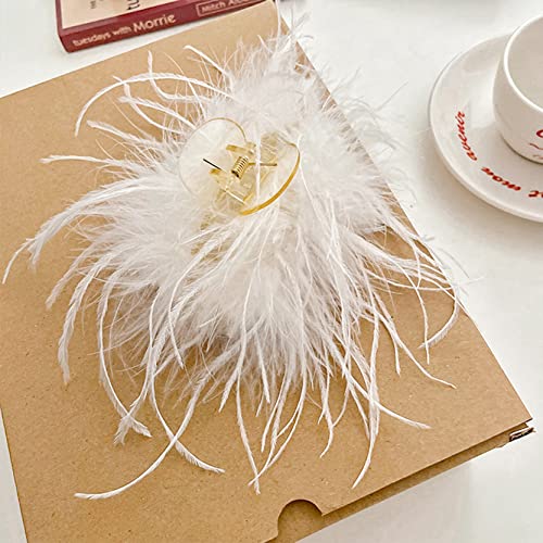 Butterfly Glitter Rhinestone Hair Claw Clip 1 Pack - White Feather Variation