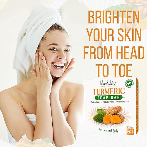 Herblov Natural Turmeric Soap Bar - Brightening Face & Body Wash