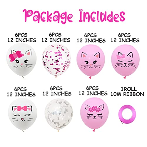 42 Pack Cute Cat Balloons | 12-Inch Latex Balloons for Parties