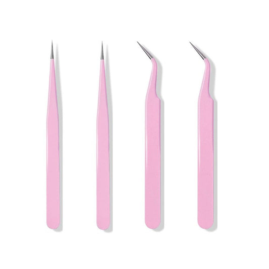 4PCS Precision Tweezers Set, Diamond Painting Tools, Lash Tweezer,Anti-Static Stainless Steel Curved & Point Tip Tweezers, for Nail Art, Electronics, Laboratory Work, Craft, Soldering, DIY