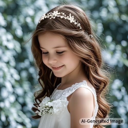 Elegant Flower Girl Headband with Crystals and Pearls