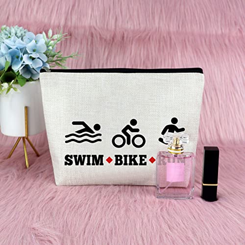 Sfodiary Triathlon Gift Makeup Bag - Women Athletes Swim Bike Run Organizer