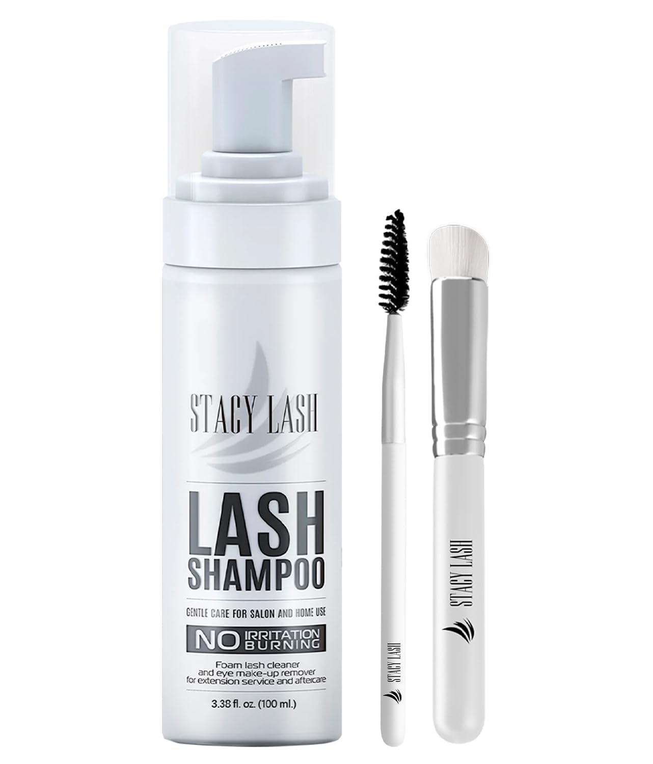Eyelash Extension Shampoo - Korean Foaming Cleanser with Brush | 3.38 fl. oz / 100ml for Natural & Extension Lashes
