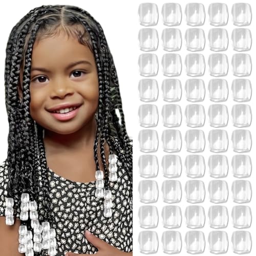 50PCS Clear Acrylic Hair Beads for Braids & Dreadlocks