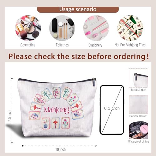 Zomhix Chinoiserie Chinese Mahjong Makeup Bag - Mahjong Gifts for Women, Travel Cosmetic Organizer